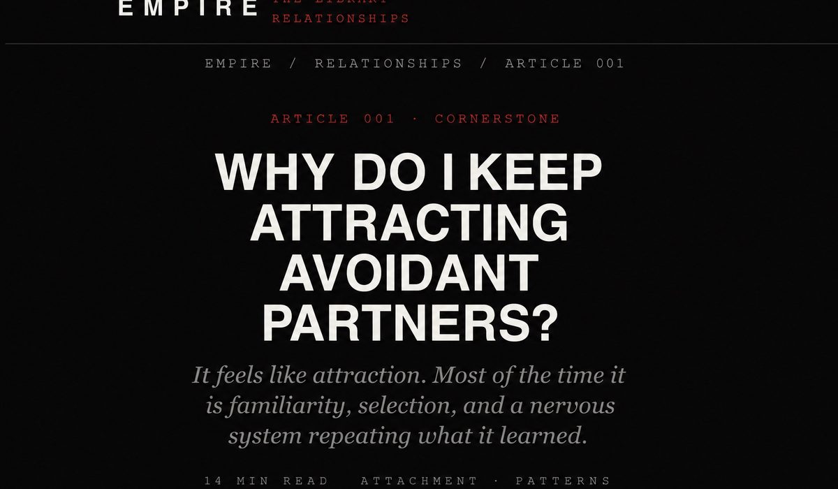 Illustration for Why Do I Keep Attracting Avoidant Partners, an article about avoidant attachment and relationship patterns.